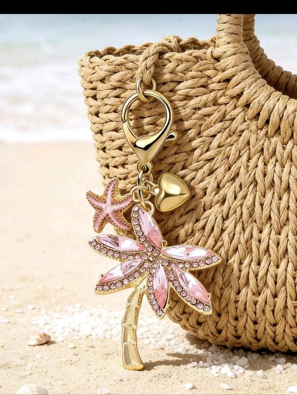 Palm Tree Tropical Beach Theme Bag Charm/ Keychain NEW